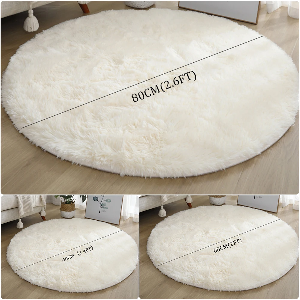 1pc home Rugs Large Shaggy Rug 40/60/80cm Super Soft Round Mat Living Room Bedroom Carpet Multi Color Select For Home Decor - Image 3