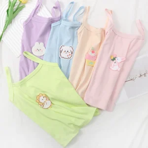1pcs Cotton Kids Camisole Girl Cute Cartoon Tank Tops Baby Comfortable Vest Summer Young Children Soft Undershirt Sleeveless Top