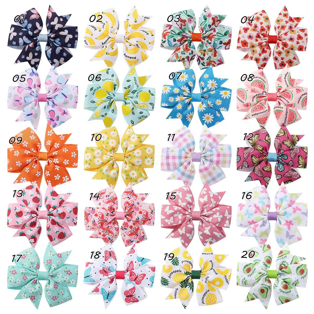 1pcs Printed Butterfly Hair Bows with Clip for Baby Girls 3.15 Ribbon Hairgrips Boutique Hairpins Headwear Kids Hair Accessories - Image 2