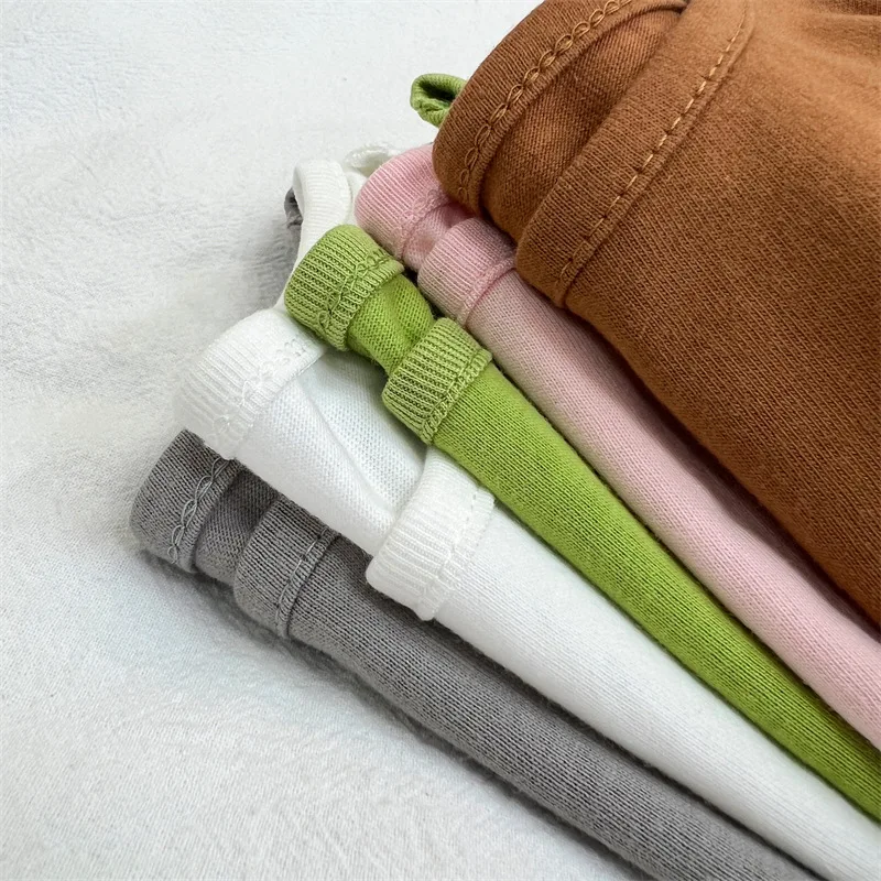 1pcs Spring Autumn Children's Pure Cotton Long Sleeve T-shirts Solid Color Boys Girls Tops Kids Baby Leisure Tee Student Clothes - Image 3