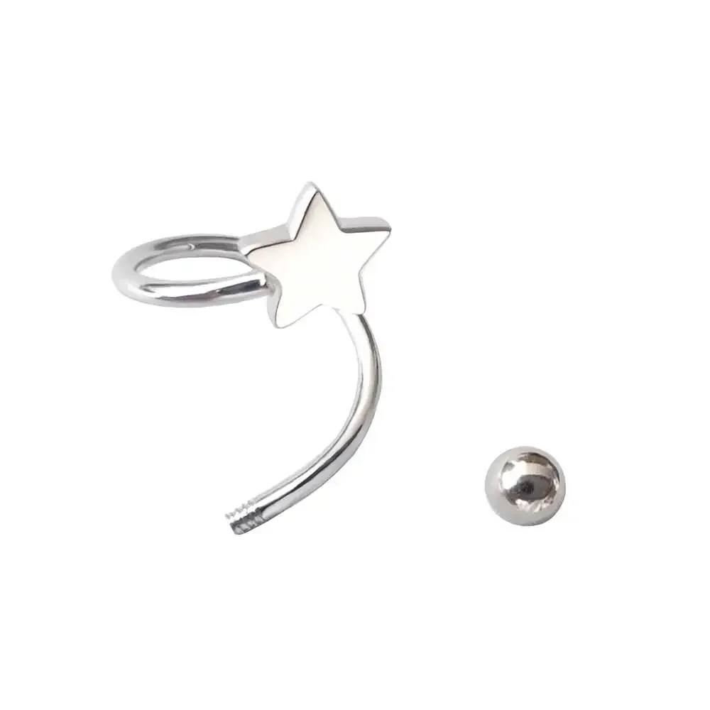 2 Pc/1 pairs Stainless Steel Piercing Screw Ball Star Ear Bone Rotating Line Wave Mini Studs Women Unusual Earrings Jewelry Gift - Image 5