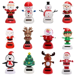 2024 Christmas Cute Car Ornament Solar Dancing Christmas Tree Snowman Santa Claus Elk Automatic Swing Car Interior Decoration