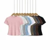 2024 New High Quality Casual T shirt Sexy Slim Short Sleeves Fashion Trend Solid Women Clothing y2k Tops