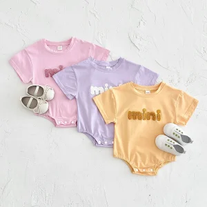 2024 Summer Baby Triangle Romper Newborn Clothing jumpsuit Cotton Plush Letter MINI Comfortable Casual Boy Girl Infant 0-18M