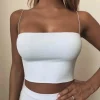 2024 Summer Women's Crop Top Sexy Elastic Cotton Camis sleeveless Short Tank Top Bar