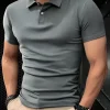 2025 Hot Sale Men's Summer Casual Breathable Comfortable Polo Shirt Men's Solid Color High Quality Short Sleeve T-Shirt