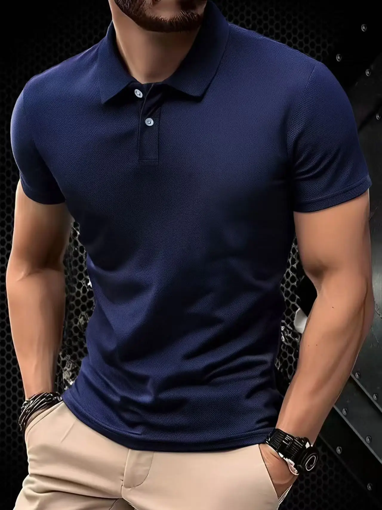 2025 Hot Sale Men's Summer Casual Breathable Comfortable Polo Shirt Men's Solid Color High Quality Short Sleeve T-Shirt - Image 3