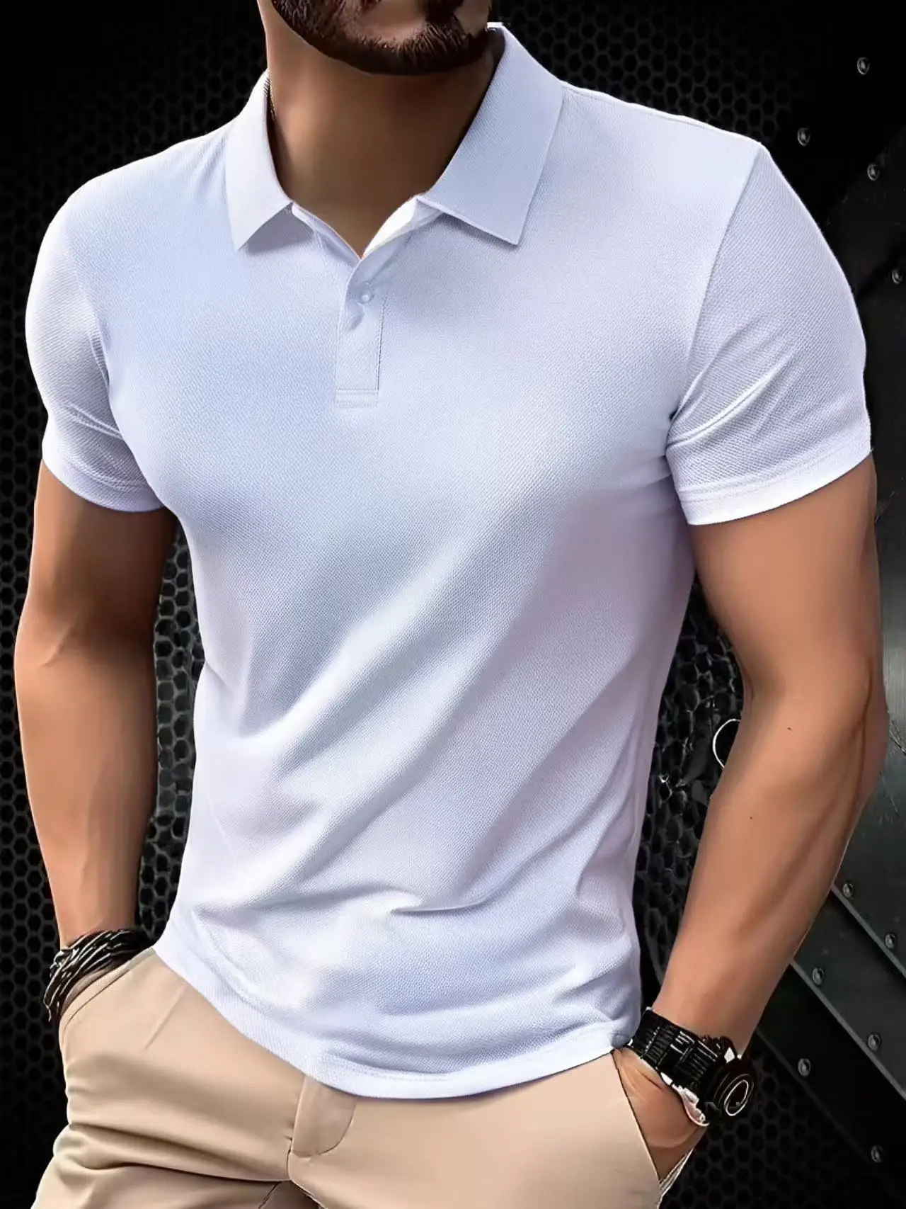 2025 Hot Sale Men's Summer Casual Breathable Comfortable Polo Shirt Men's Solid Color High Quality Short Sleeve T-Shirt - Image 4