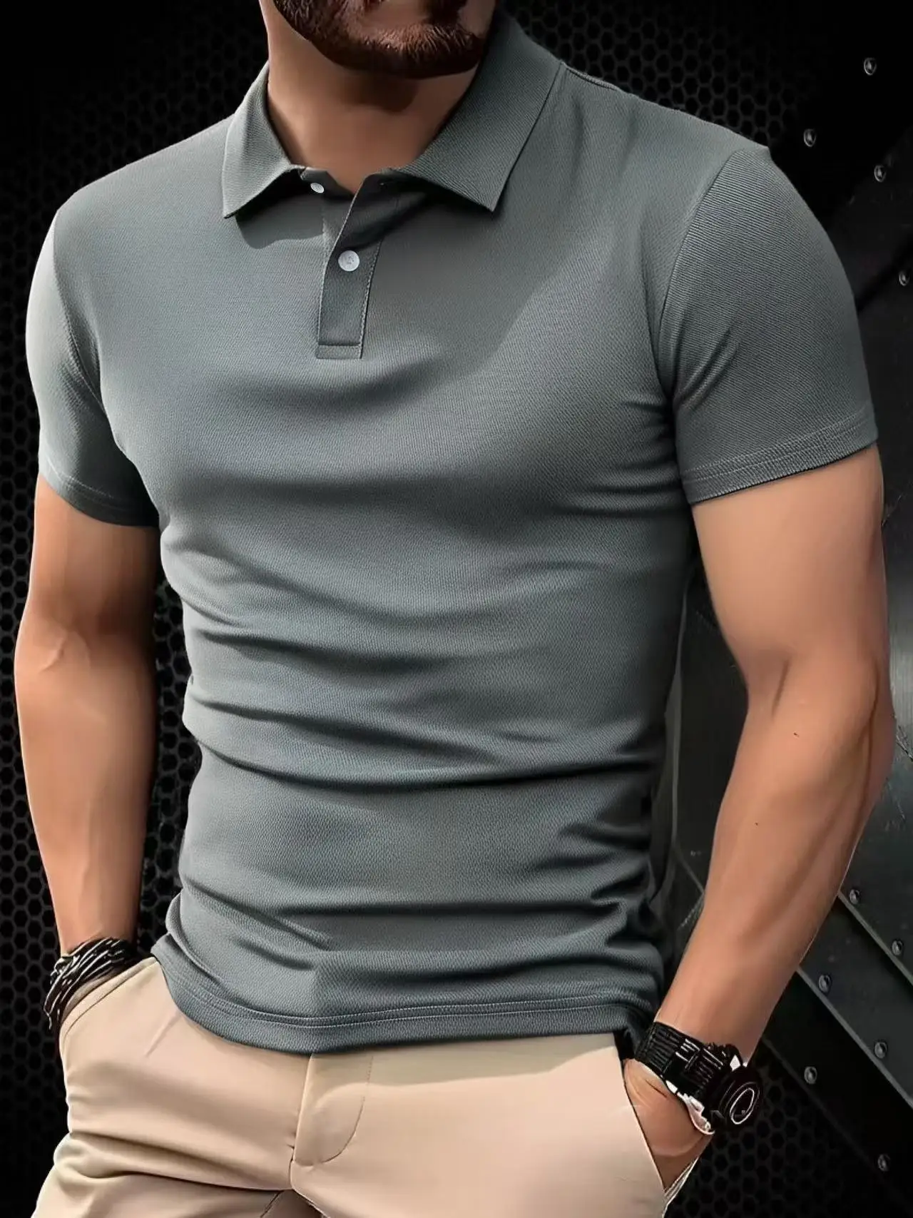 2025 Hot Sale Men's Summer Casual Breathable Comfortable Polo Shirt Men's Solid Color High Quality Short Sleeve T-Shirt