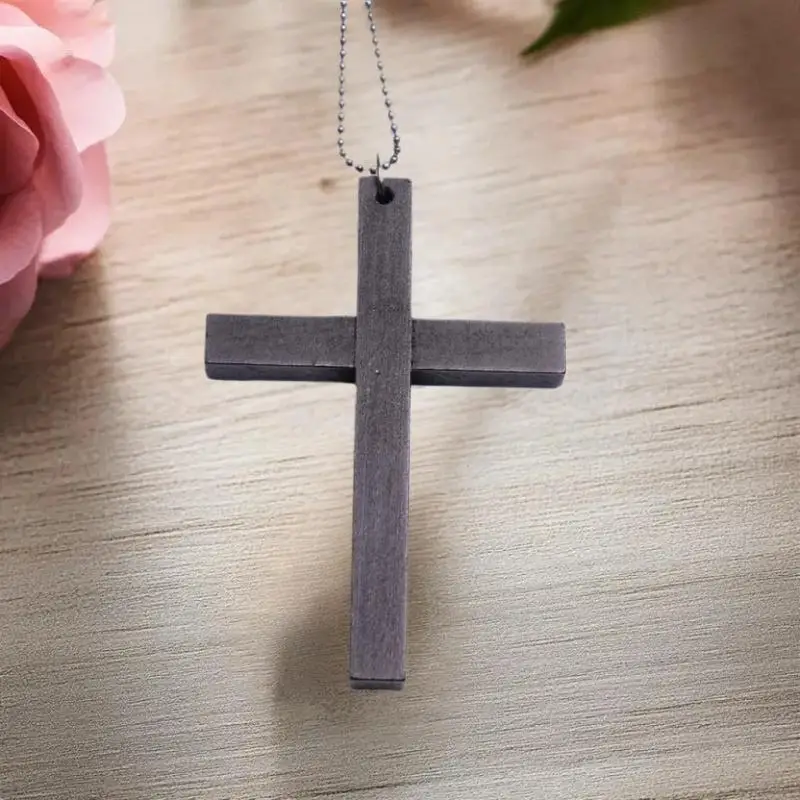 2025 New Cool Punk Gothic Wood Cross Pendant Necklace For Women Men Vintage Black White Hip Hop Y2k Necklace Party Jewelry Gift - Image 6