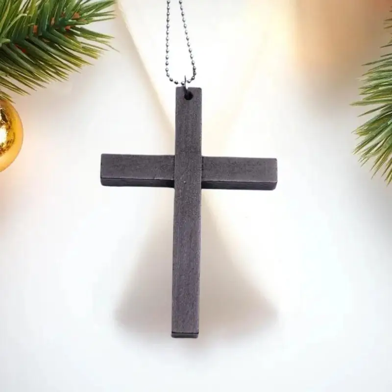 2025 New Cool Punk Gothic Wood Cross Pendant Necklace For Women Men Vintage Black White Hip Hop Y2k Necklace Party Jewelry Gift
