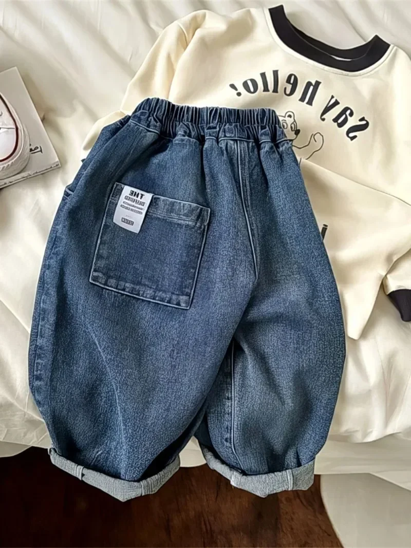 2025 Spring Summer Children's Clothes Girls Jeans Cotton Loose Baby Boys Harem Pants 1-7Year Toddler Kids Casual Denim Trousers - Image 2