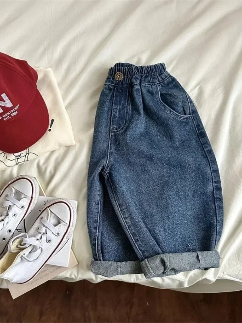 2025 Spring Summer Children's Clothes Girls Jeans Cotton Loose Baby Boys Harem Pants 1-7Year Toddler Kids Casual Denim Trousers - Image 4