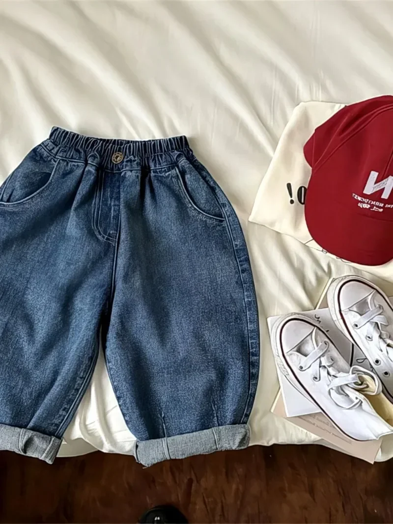2025 Spring Summer Children's Clothes Girls Jeans Cotton Loose Baby Boys Harem Pants 1-7Year Toddler Kids Casual Denim Trousers - Image 3