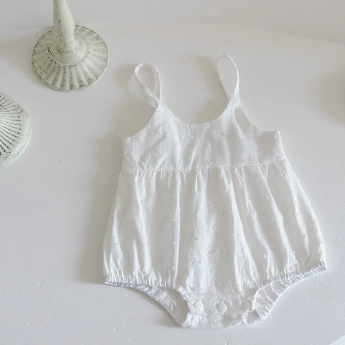 2025 Summer New Baby Girl Clothes Sweet And Cute White Strap bodysuit Infants Young Children Baby Suspenders Romper Jumpsuit - Image 2