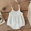 2025 Summer New Baby Girl Clothes Sweet And Cute White Strap bodysuit Infants Young Children Baby Suspenders Romper Jumpsuit