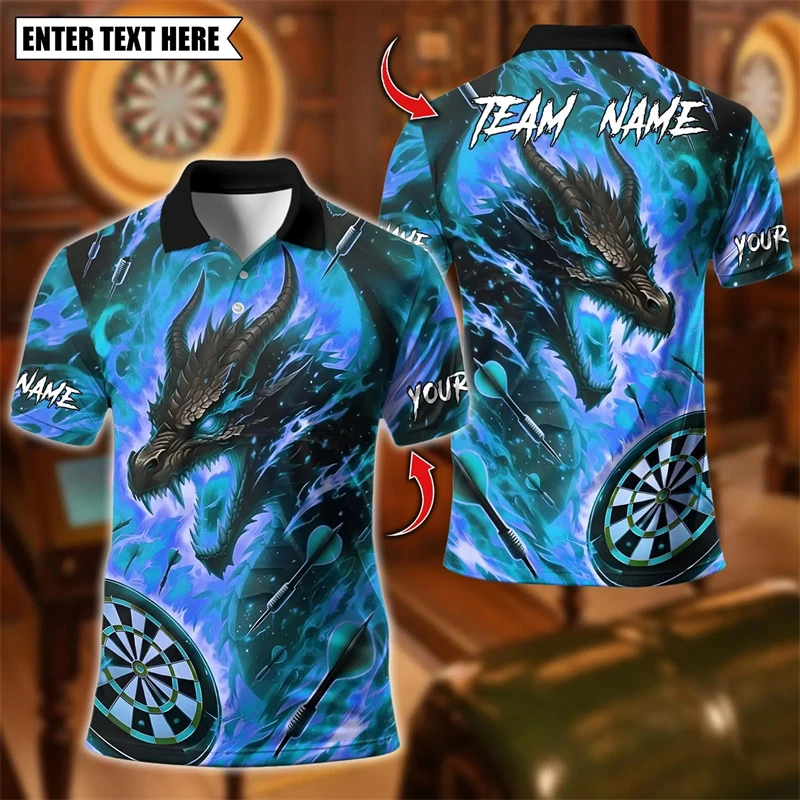 2026 New Dragon Graphic Darts Polo Shirts For Men Custom Name Team Name 3D Printed Polo Shirt Loose Breathable Team Uniforms - Image 2