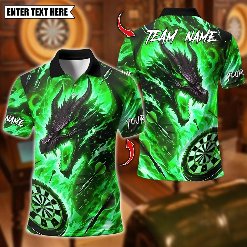2026 New Dragon Graphic Darts Polo Shirts For Men Custom Name Team Name 3D Printed Polo Shirt Loose Breathable Team Uniforms - Image 4