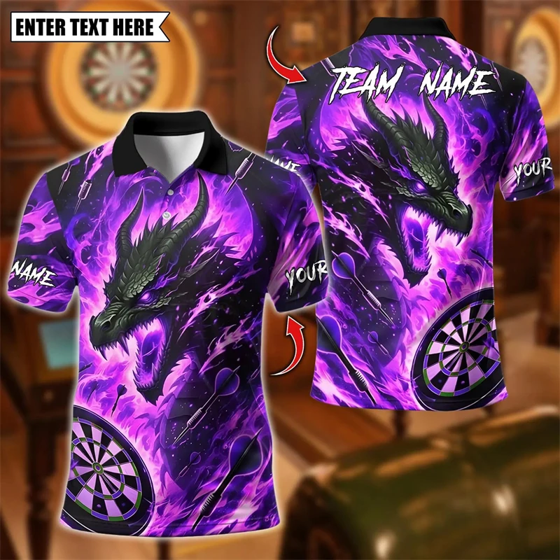 2026 New Dragon Graphic Darts Polo Shirts For Men Custom Name Team Name 3D Printed Polo Shirt Loose Breathable Team Uniforms - Image 3