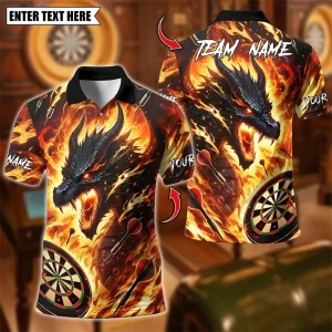 2026 New Dragon Graphic Darts Polo Shirts For Men Custom Name Team Name 3D Printed Polo Shirt Loose Breathable Team Uniforms