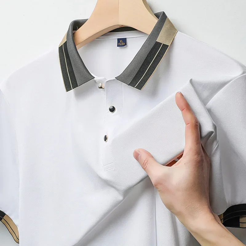 2026 New Men's Business Casual Short Sleeved Printed Polo Shirt Fashionable Breathable Comfortable and Versatile Top - Image 2