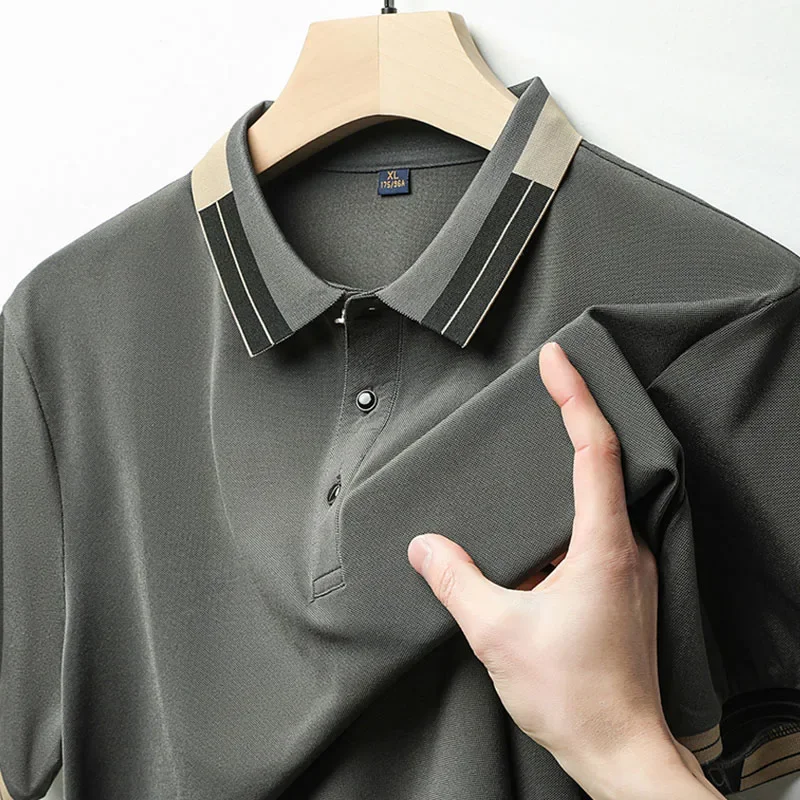 2026 New Men's Business Casual Short Sleeved Printed Polo Shirt Fashionable Breathable Comfortable and Versatile Top - Image 3