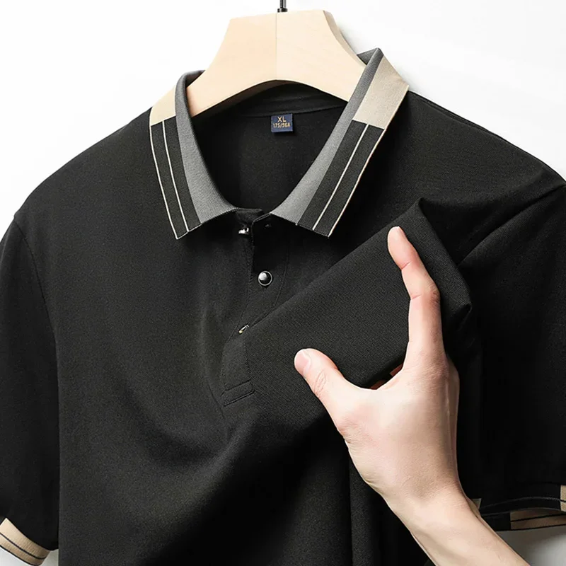 2026 New Men's Business Casual Short Sleeved Printed Polo Shirt Fashionable Breathable Comfortable and Versatile Top - Image 5