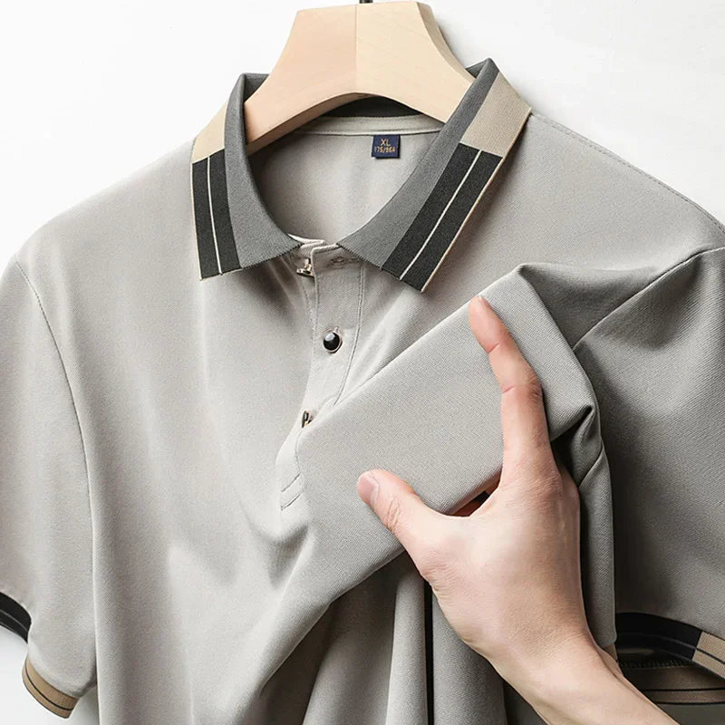 2026 New Men's Business Casual Short Sleeved Printed Polo Shirt Fashionable Breathable Comfortable and Versatile Top