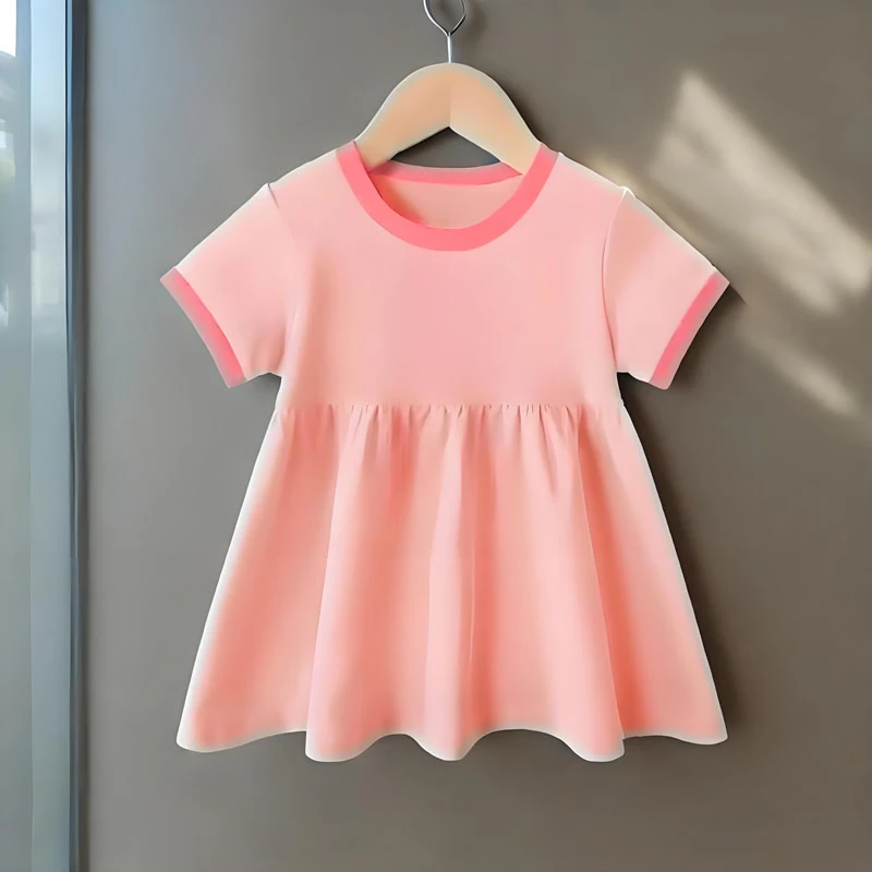 2026 Summer Baby Girls Fashion A-line Dress Kids O Neck Short Sleeve T Shirt Dress Baby Girls Casual Dresses Beach Clothes New - Image 5