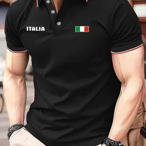 2026 Summer Men's Polo Shirt with Letter Print Breathable Lightweight Casual Fashionable Outdoor Men's Clothing