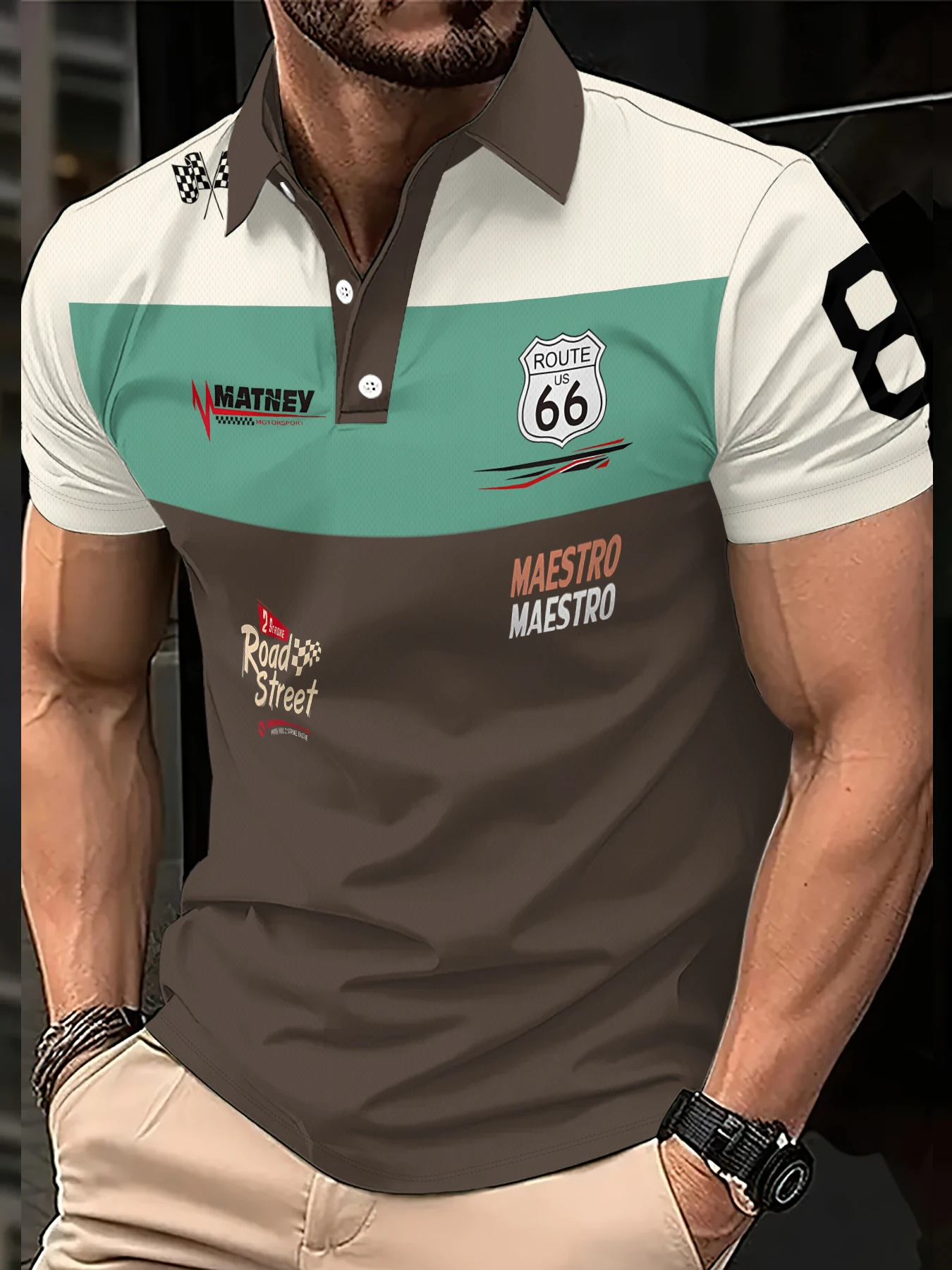 2026 Summer Men's Polo Shirt with Letter Print Breathable Lightweight Casual Fashionable Outdoor Men's Clothing - Image 3