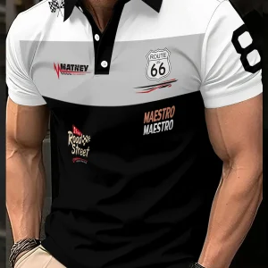 2026 Summer Men's Polo Shirt with Letter Print Breathable Lightweight Casual Fashionable Outdoor Men's Clothing