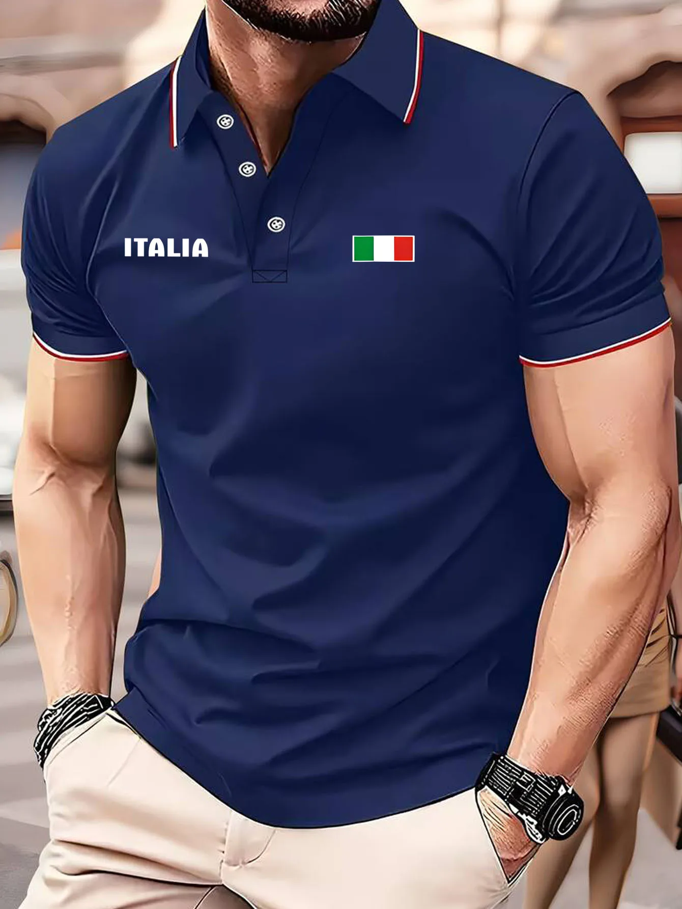 2026 Summer Men's Polo Shirt with Letter Print Breathable Lightweight Casual Fashionable Outdoor Men's Clothing - Image 2