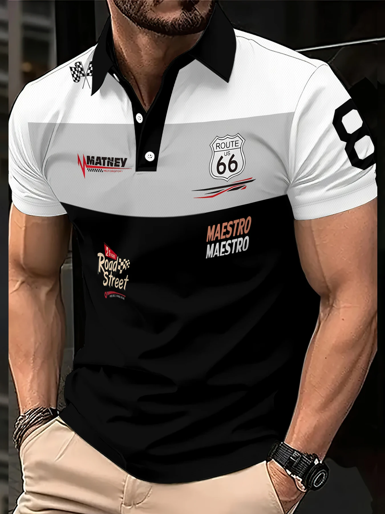 2026 Summer Men's Polo Shirt with Letter Print Breathable Lightweight Casual Fashionable Outdoor Men's Clothing