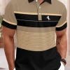 2026 Summer Men's Polo Shirt with Stripes Print Breathable Lightweight Comfortable Casual and Fashionable Men's Clothing