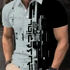 2026 Summer New Style Men's Short-Sleeved Polo Shirt with 3D Pattern Printing for Street Casual Fashion and Breathability