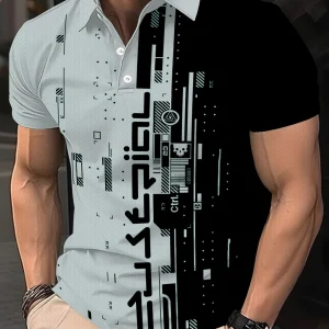 2026 Summer New Style Men's Short-Sleeved Polo Shirt with 3D Pattern Printing for Street Casual Fashion and Breathability