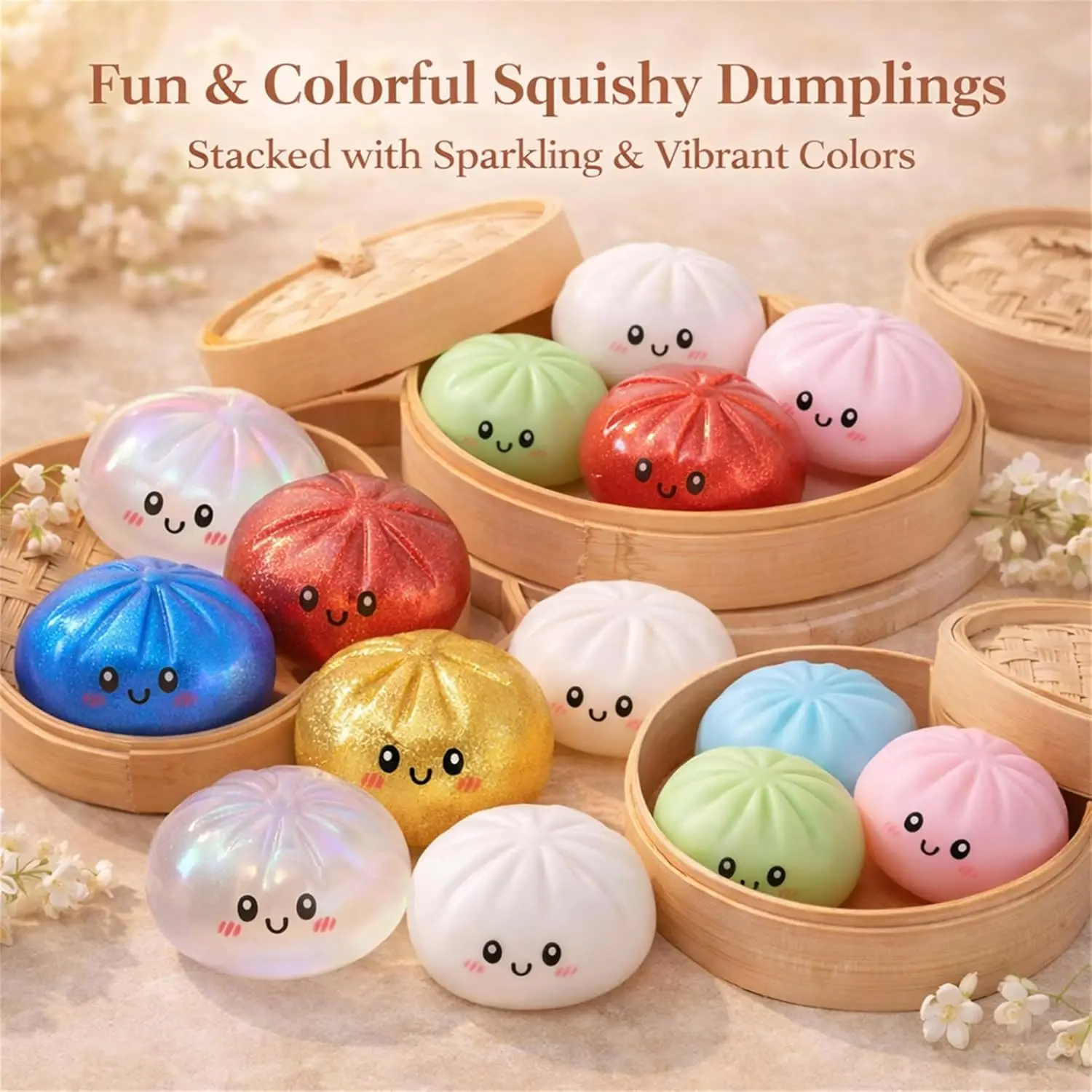 2027Glitter Dumpling Glitter Dumpling Squishy with Box Dumplings Sensory Squeeze Toy for Stress Relief - Image 3