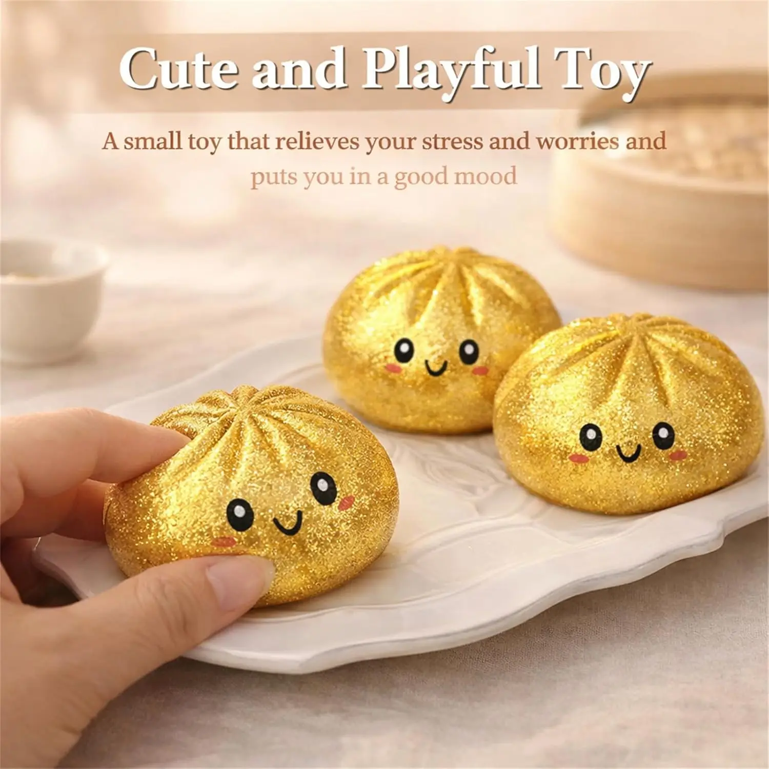 2027Glitter Dumpling Glitter Dumpling Squishy with Box Dumplings Sensory Squeeze Toy for Stress Relief - Image 5