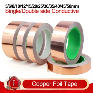 20m Copper Foil Tape Single/Double Sided Conductive Adhesive 5-50mm EMI Shielding Grounding Tape for Guitar Electrical Repair