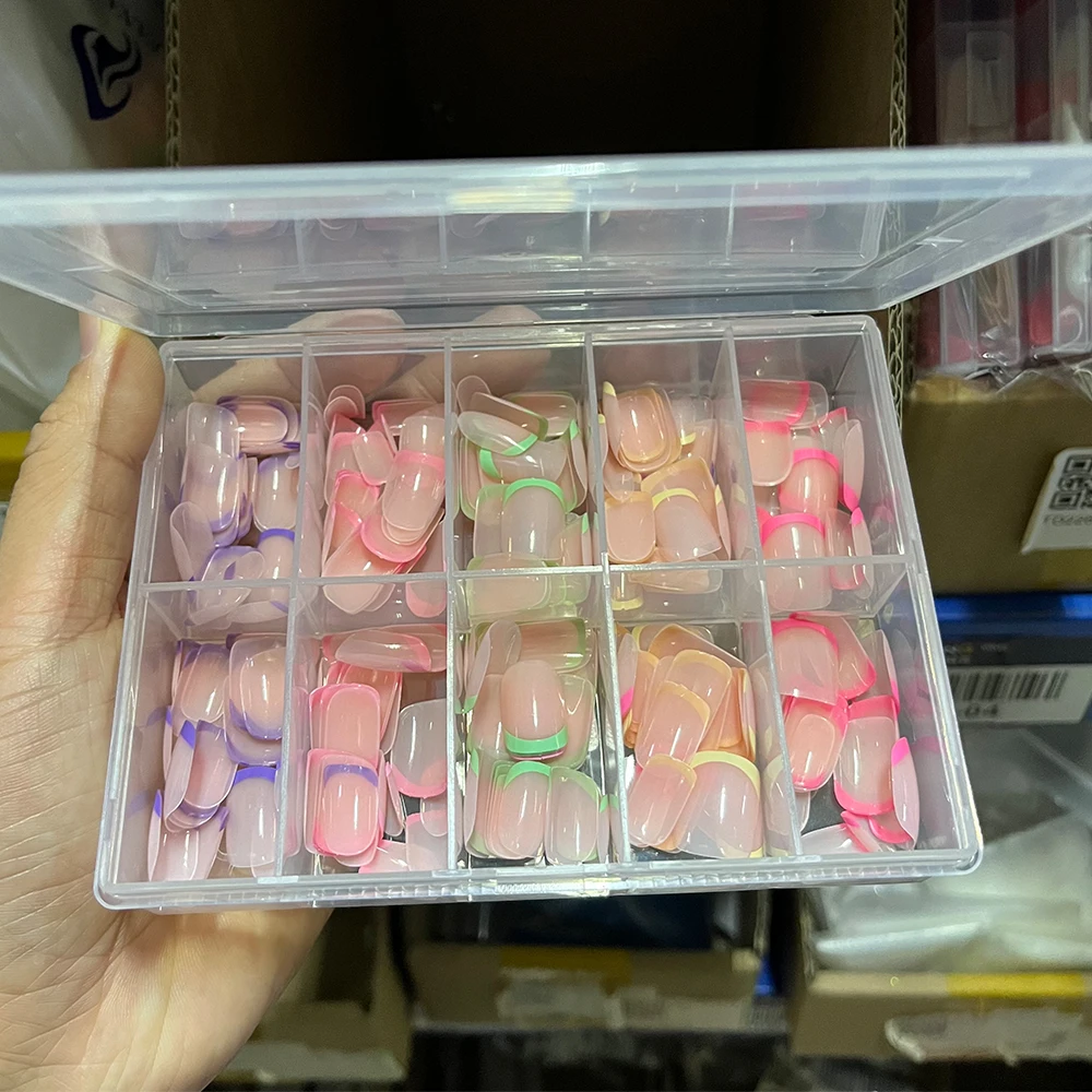 240/120Pcs Colorful French Short Square False Nails Full Cover Fake Nail Tip Extension Acrylic Wearable Ballerina Press on Nails - Image 2