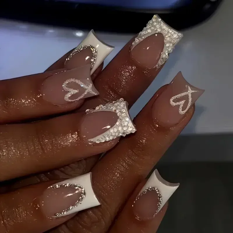 24Pcs Nude White French Fake Nail Short Square Nail Tips Fashion Wearable False Nails with Glue Simple Full Cover Press on Nails - Image 6