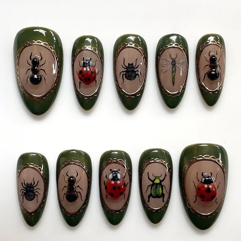 24pcs Anime Pattern Nails Tips Colorful Almond Press on Nails Art Ornament for Girls Wearable Cute False Nails Set Fake Nails - Image 5