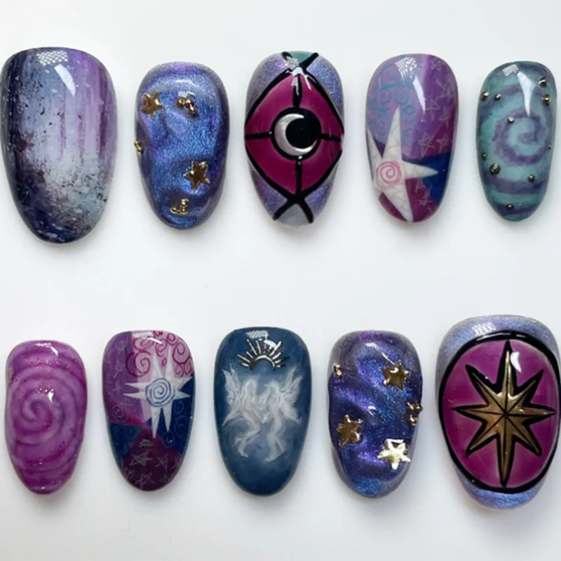 24pcs Anime Pattern Nails Tips Colorful Almond Press on Nails Art Ornament for Girls Wearable Cute False Nails Set Fake Nails - Image 6