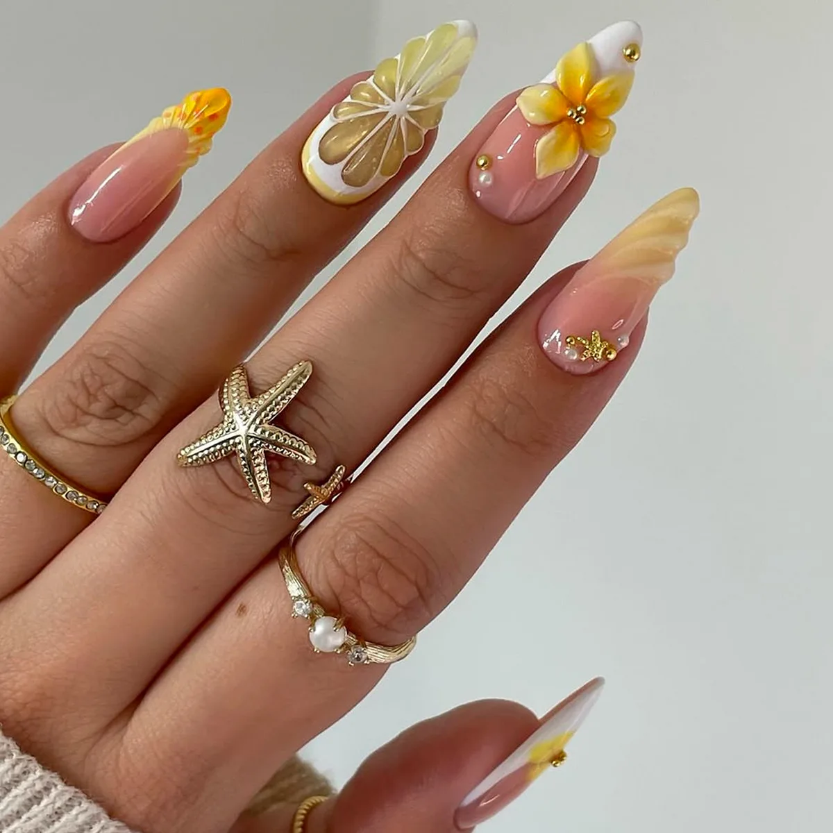 24pcs/set French Almond Press on Nails Pink Flower Fake Nails Spicy Girls False Nail Artificial Tips 네일팁 Накладные Ногти Uñas - Image 2