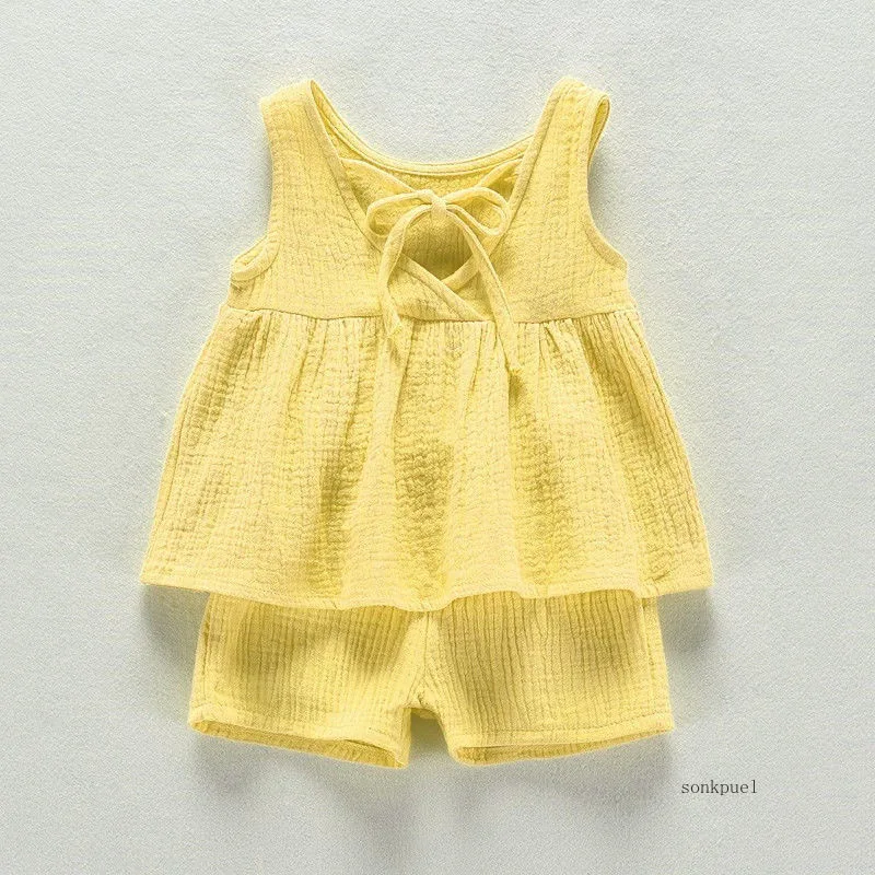 2PC Summer New Girls' Outfit Baby Girls' Sleeveless T-shirt Children's Short-sleeve Clothing Set Two-piece Trendy Set - Image 6