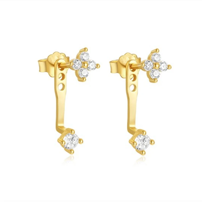 2PCS Double Flower Stud Earring Womem Fashion Tragus Piercing Earring Cartilage Jewelry Crystal Lobe Earring For Girls Cute Gift - Image 6