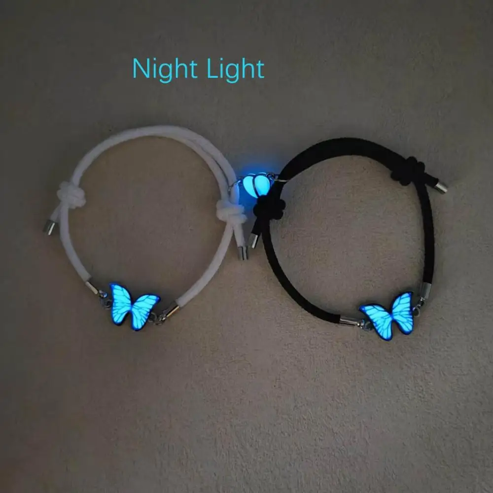 2PCS Glow in the Dark Love Heart Couple Bracelets Luminous Woven Braided Bracelet For Women Men Friendship Love Jewelry Gift - Image 2