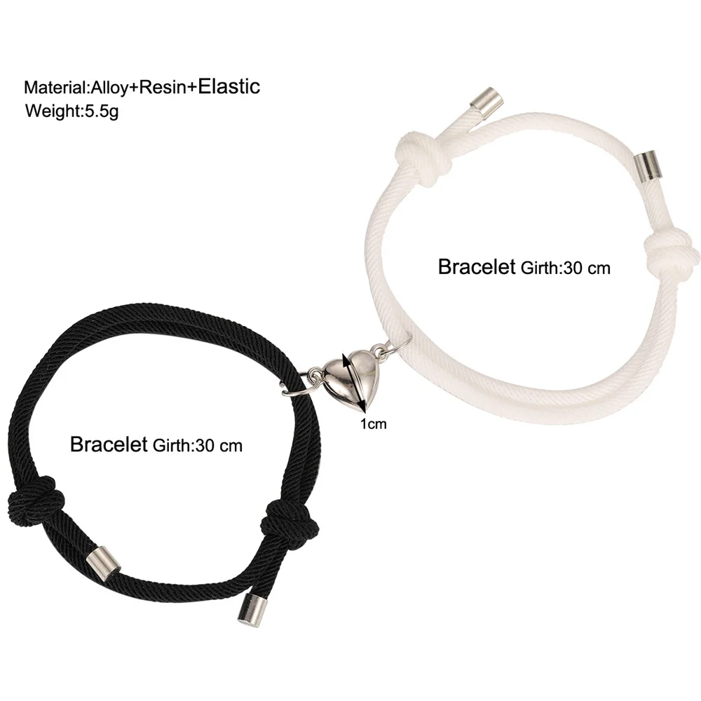 2PCS Glow in the Dark Love Heart Couple Bracelets Luminous Woven Braided Bracelet For Women Men Friendship Love Jewelry Gift - Image 5
