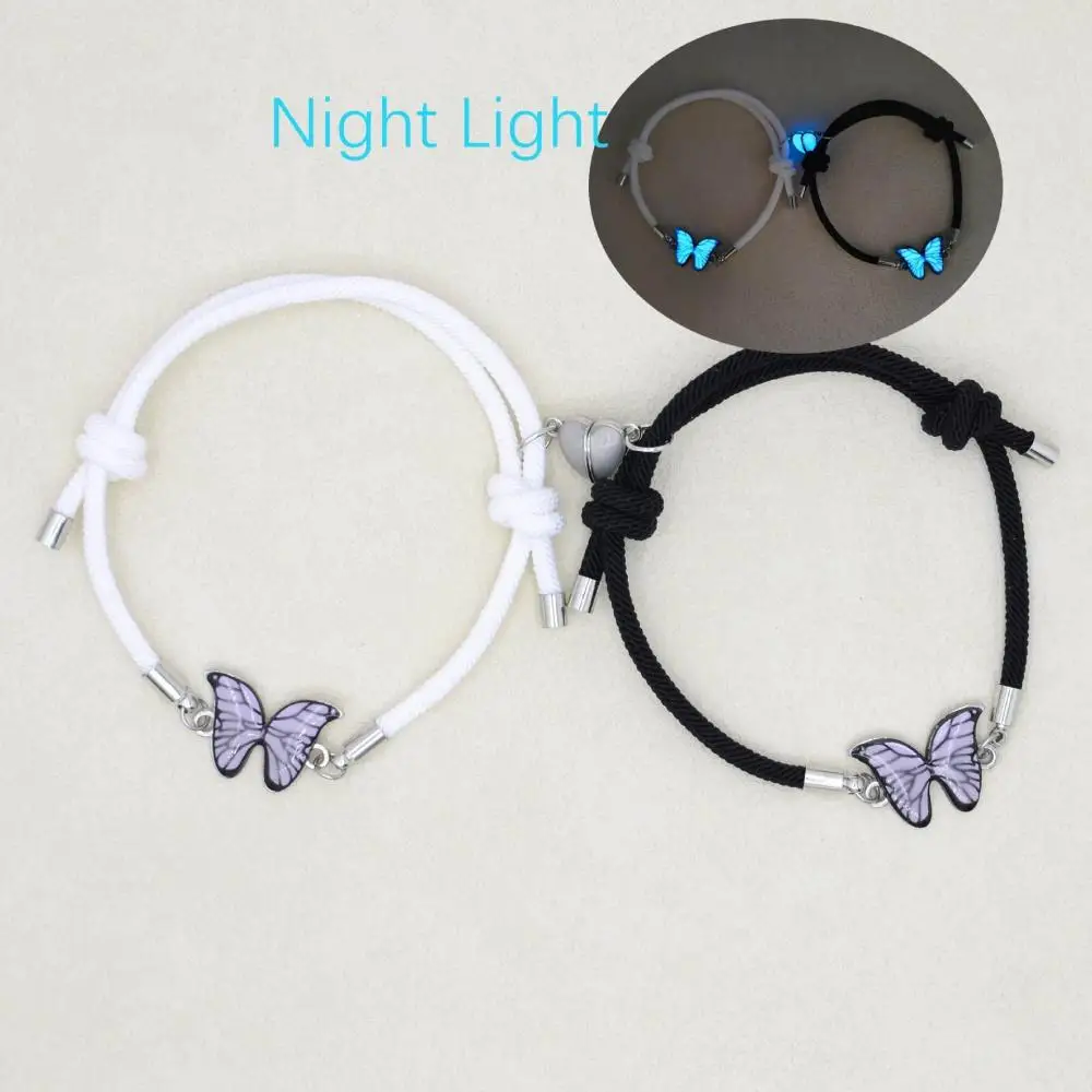 2PCS Glow in the Dark Love Heart Couple Bracelets Luminous Woven Braided Bracelet For Women Men Friendship Love Jewelry Gift - Image 4